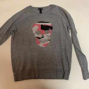 Aqua Camo Skull Sweater